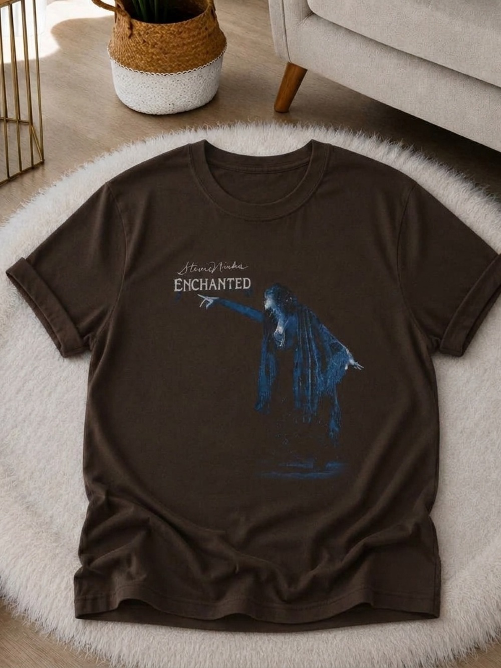 Stevie Nicks Enchanted Shirt, Vintage Rock Graphic Tee - Dark Chocolate